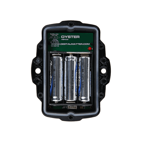 GPS tracking device with batteries for vehicle and asset monitoring.