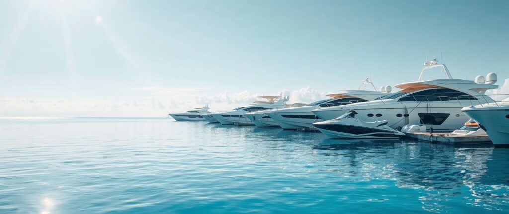Boat and Jet Ski GPS Tracking,Yachts docked at a marina, showcasing luxury boat GPS tracking technology.