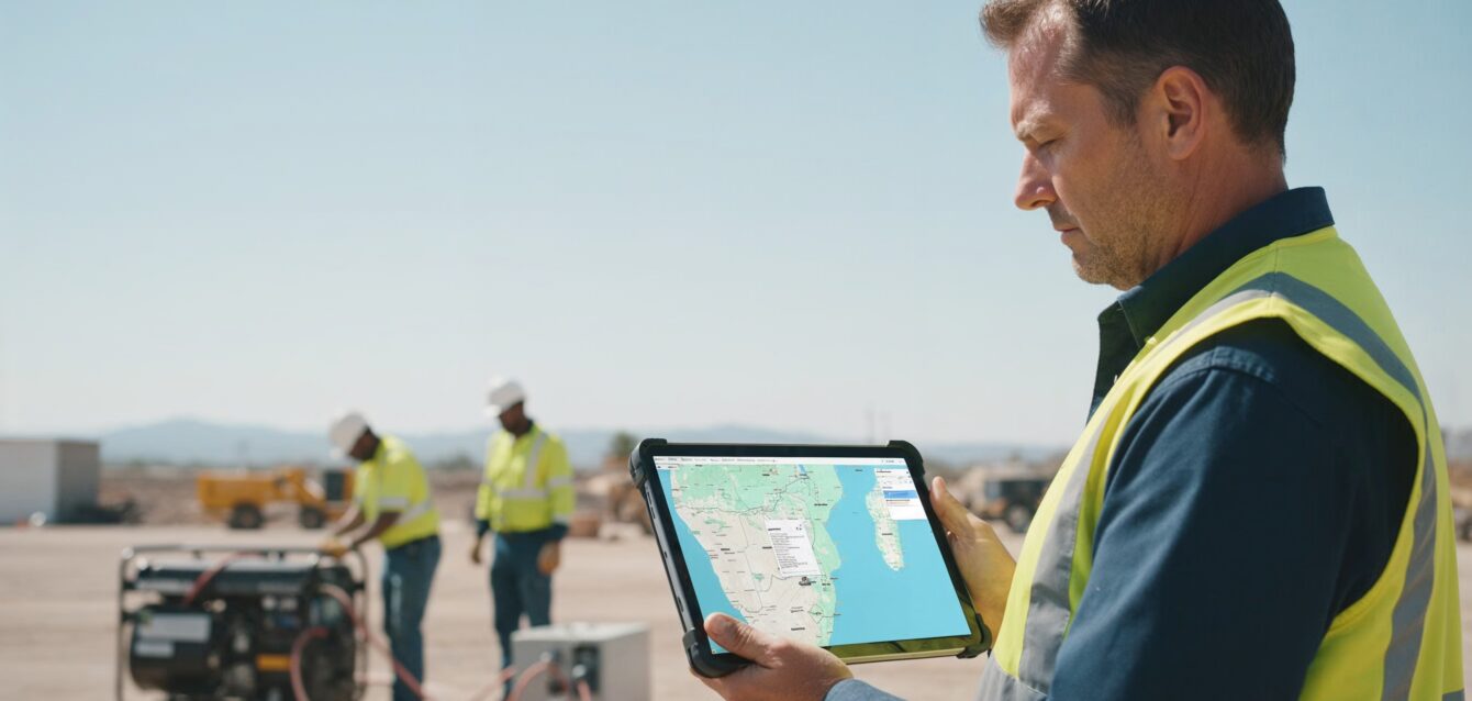 Real-time GPS tracking of construction workers on-site using handheld devices and GPS solutions.