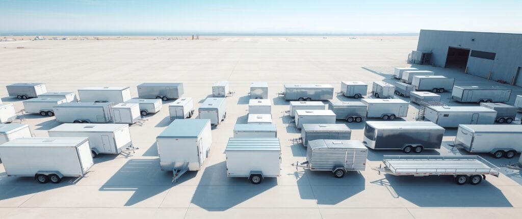 Trailer GPS tracking at distribution center for fleet management and asset tracking.