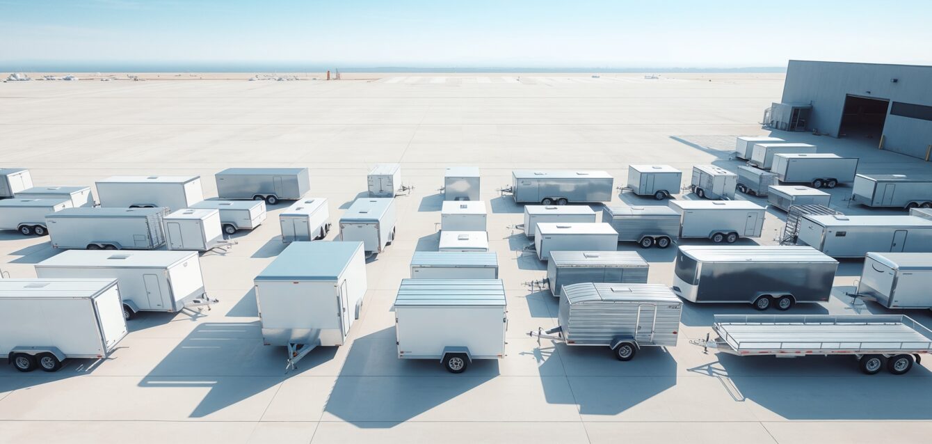 Trailer GPS tracking at distribution center for fleet management and asset tracking.